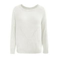 thumbnail image 6 of Yoodem Sweaters for Women Christmas Sweater Womens Off Shoulder Tops Long Sleeve Knit Shirt Crew Neck Pullover Sweater Jumper Tops Casual Warm Sweater Cropped Sweaters for Women White S, 6 of 6