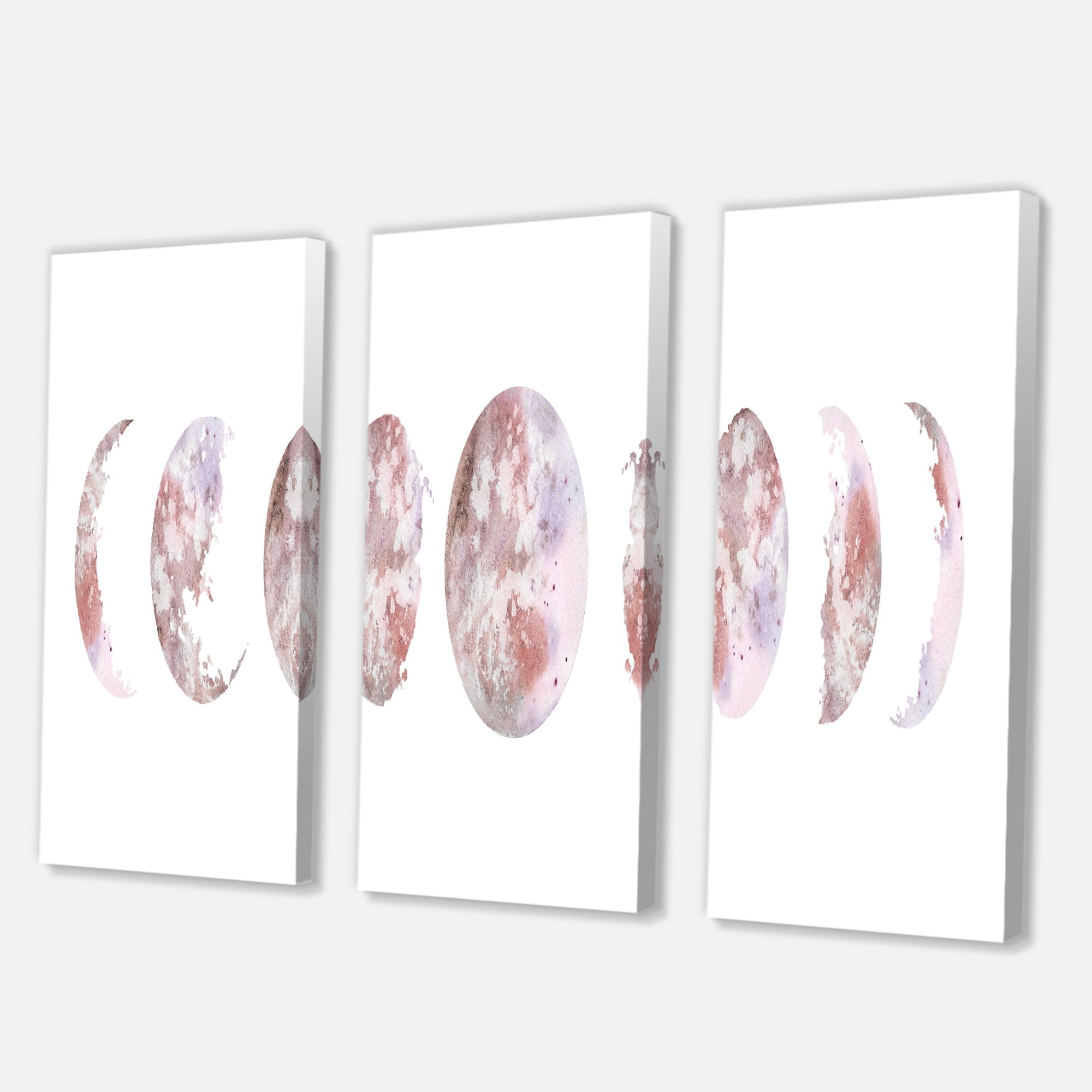 Designart ' Moon Phases On White ' Modern Canvas Wall Art Print
