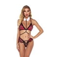 thumbnail image 2 of Ropa interior de encaje sexy para mujer Sujetador a cuadros Tanga Lencería Ropa de dormir Ropa de dormir, M Jumpingount XX000086-02, 2 of 7