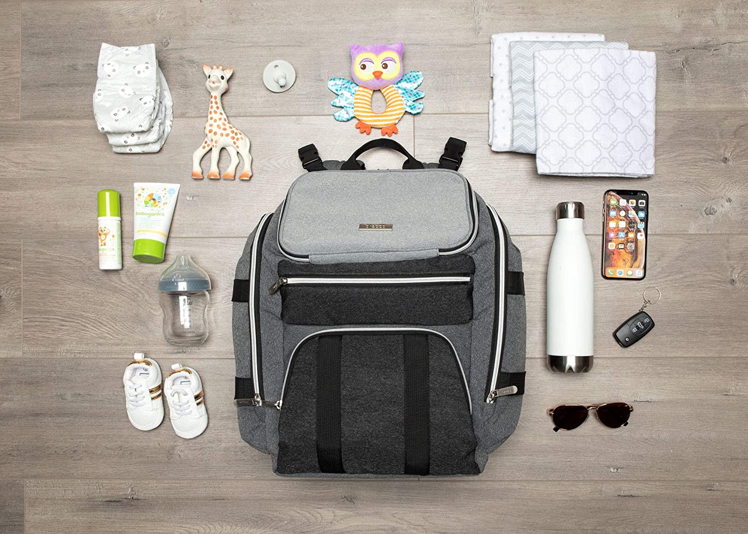 Baby Brezza Ultimate Changing Station Diaper Bag with 17 Pockets, Gray