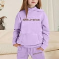 thumbnail image 3 of Little Girls Outfits Sets Casual Winter Wear Trendy Printed Hooded Sweatshirt Fall Girls Clothing Sets Purple Size 5-6T, 3 of 4