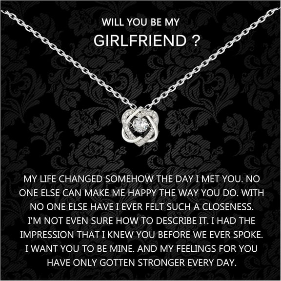 Will You Be My Girlfriend Necklace, Sterling Silver Interlocking 2 Hearts Necklace for Her Proposal, Valentines Day Gift, Creative Ways To  Ask Out Girlfriend