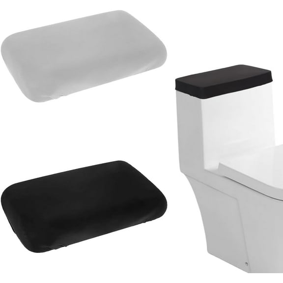 4 Packs Velvet Toilet Cover Bathroom Seat Covers Lid Cover Adjustable Machine Washable Non Slip Dustproof Fits Round Elongated Oblong Toilet Lids for Home Decor 12.6x10.23 Inch Black Mixed Color