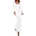 thumbnail image 3 of PRETTYGARDEN Women's Fall Long Sleeve Maxi Bodycon Dresses Soft Stretchy Ribbed Knit, Bell Sleeve Square Neck Mermaid, Elegant Long Dress, Wedding Guest Party, Winter Clothing, 3 of 7
