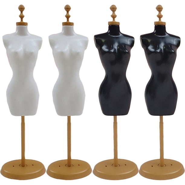 4 mini maniquíes para muñecas, vestidos y ropa, soporte para exhibición de ropa.