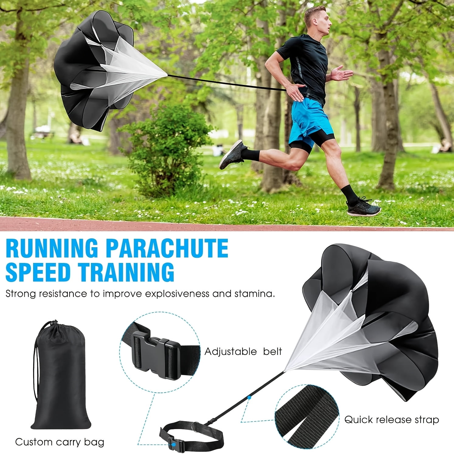 Agility Training Equipment, Football Training Equipment Includes 20FT Agility Ladder, 4 Adjustable Agility Hurdles, 12 Football Cones, Parachute, for Training Soccer Basketball Athletes