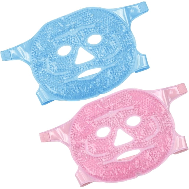 GEN'C BEAUTY Ice Face Mask 2-Pack (Blue & Pink) – Reusable Gel Mask with Adjustable Strap for Hot & Cold Compress