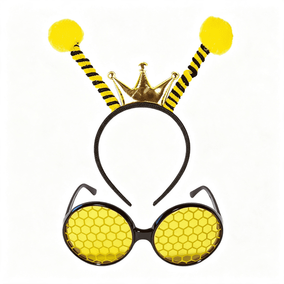 HBMYN Bee Antenna Headband & Sunglasses – Bumblebee Costume Headwear for Adults – Perfect for Halloween, Festivals, Concerts, Cosplay & Themed Events Fun Bee Costume