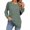 Army Green, variant on Pleated Solid Color Round Neck Long-Sleeved Blouse for Women Casual Top Women's Soft Breathable Daily Comfortable Chic Shirt