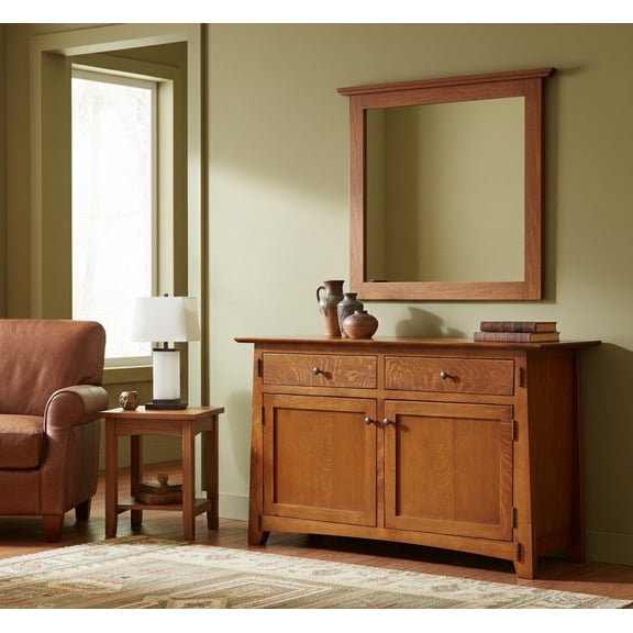 Crafters and Weavers Mission Solid Quarter Sawn Oak Cabinet in Cherry