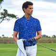 thumbnail image 3 of Honeii Blue Circles Mosaic Print Polo Shirt, A Classic Short-Sleeved, Button-Down Golf Shirt for Men,Mens Polo Shirts Short Sleeve-4X-Large, 3 of 6