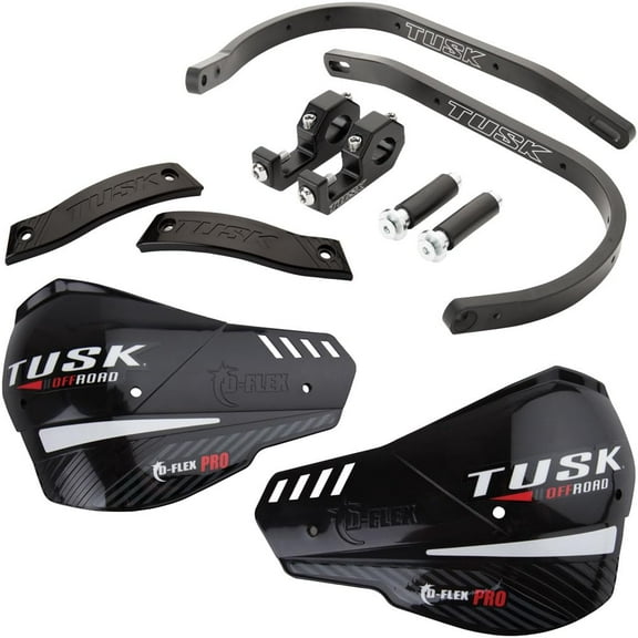 Tusk D-Flex Pro Handguards Black Bar/Black Plastics 1 1/8" Bars