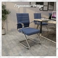 thumbnail image 5 of LeisureMod Office Chair Upholstered Leather Computer Chair with Stainless Steel Frame Benmar Series in Navy Blue, 5 of 12