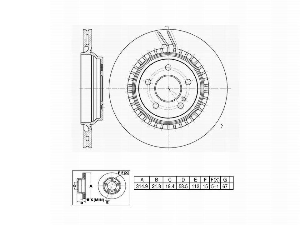 Winstop Brake Rotor, Rear WS233961, Mercedes-Benz CL55 AMG 2002-2001