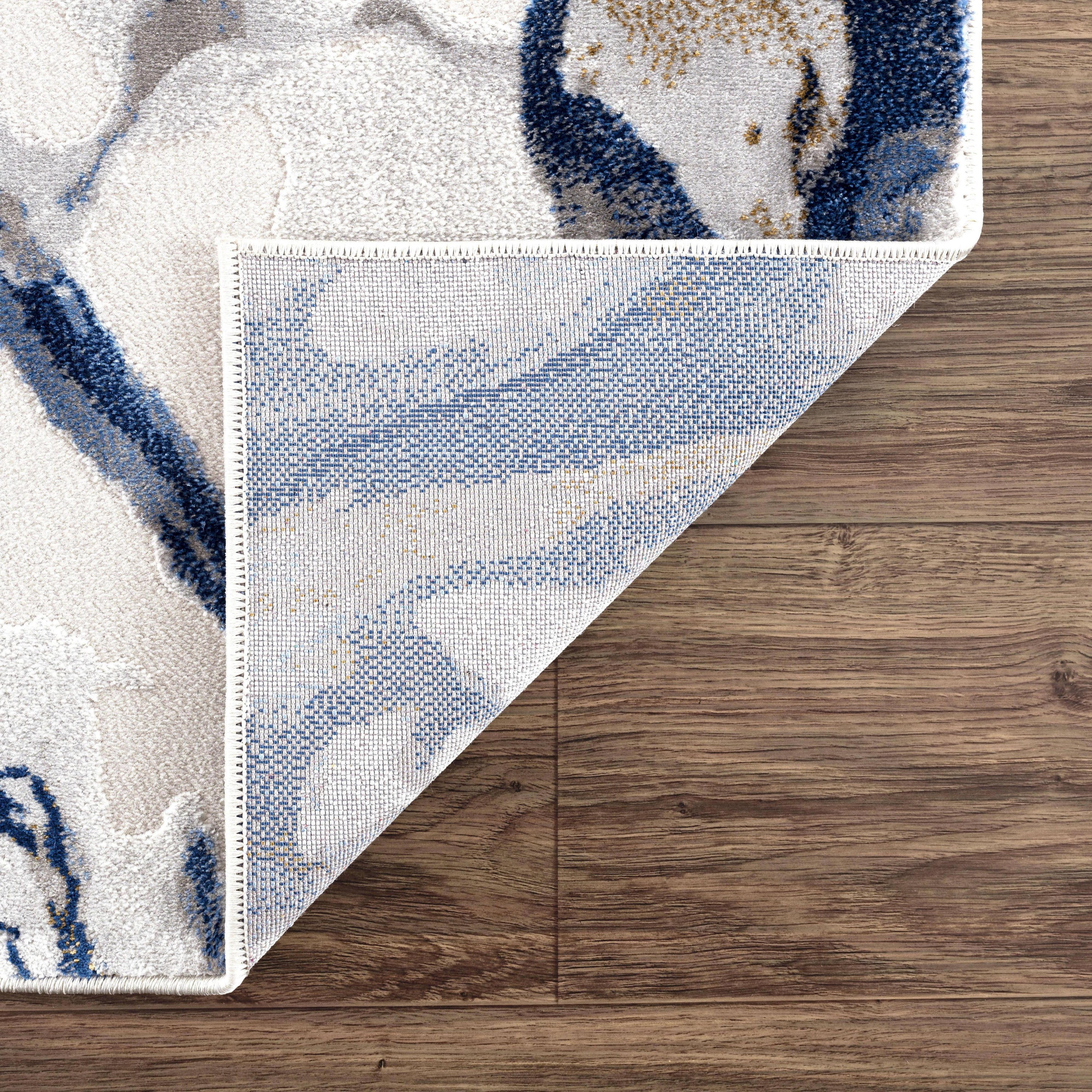Abani Regal Collection Area Rug Mid Century Modern Bedroom Living Room Decor Floor Rug 9 x 12 Grey Blue