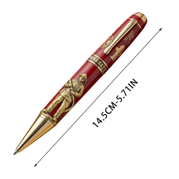SLYNSHome Commemorative Pen Firefighter Printed Ballpoint Personalized Gifts for Men Women Red