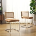 thumbnail image 4 of SAFAVIEH Coralia Industrial PU Solid Dining Side Chair, Cognac/Natural/Chrome (Set of 2), 4 of 14