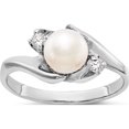 thumbnail image 1 of 14K White Gold 6mm Fw Cultured Pearl Aa Diamond Ring (Size 6) Made In United States y1933pl/aa, 1 of 5