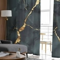 thumbnail image 4 of Black Teal Marble Sheer Curtains 72 Inches Long 2 Panels Set, Window Sheer Curtains for Living Room/Bedroom, Modern Ink Painting Art Abstract Light Filtering Rod Pocket Curtain 52'' x 72'' x 2, 4 of 7