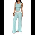 thumbnail image 2 of Conjuntos de 2 Piezas para Mujer, Conjuntos de Estar por Casa, Camisetas de Tirantes A Rayas, Pantalones de Pierna , Conjuntos de Chándal, Conjuntos Combinados Azul M, 2 of 9