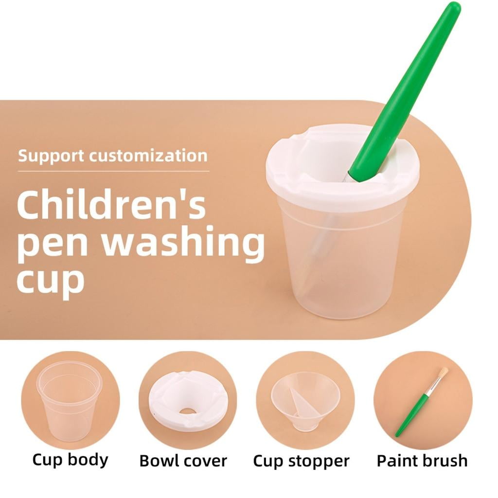 Giaone 12/24Pcs Reusable Plastic Paintbrush Cleaning Cup for Children Art Painting