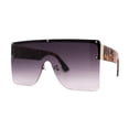 thumbnail image 1 of Oversize Rectangle Shield Flat Top Mob Sunglasses Tortoise Smoke, 1 of 4