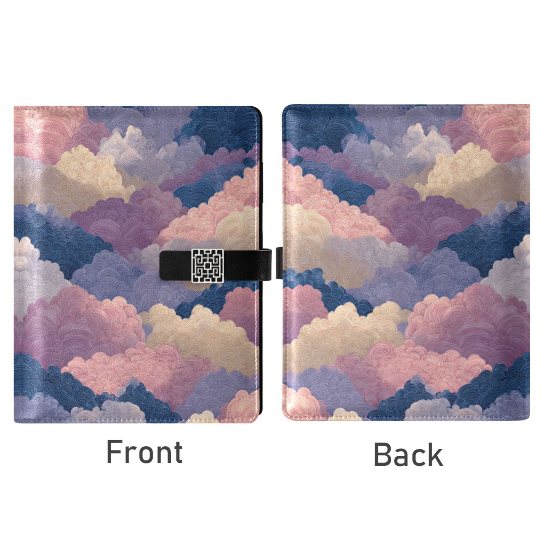 Leather Planner Leather Notebook Notebook Journal Binder Design Pen Pocket Design Convenient for Storage Purple Cloud Cartoon