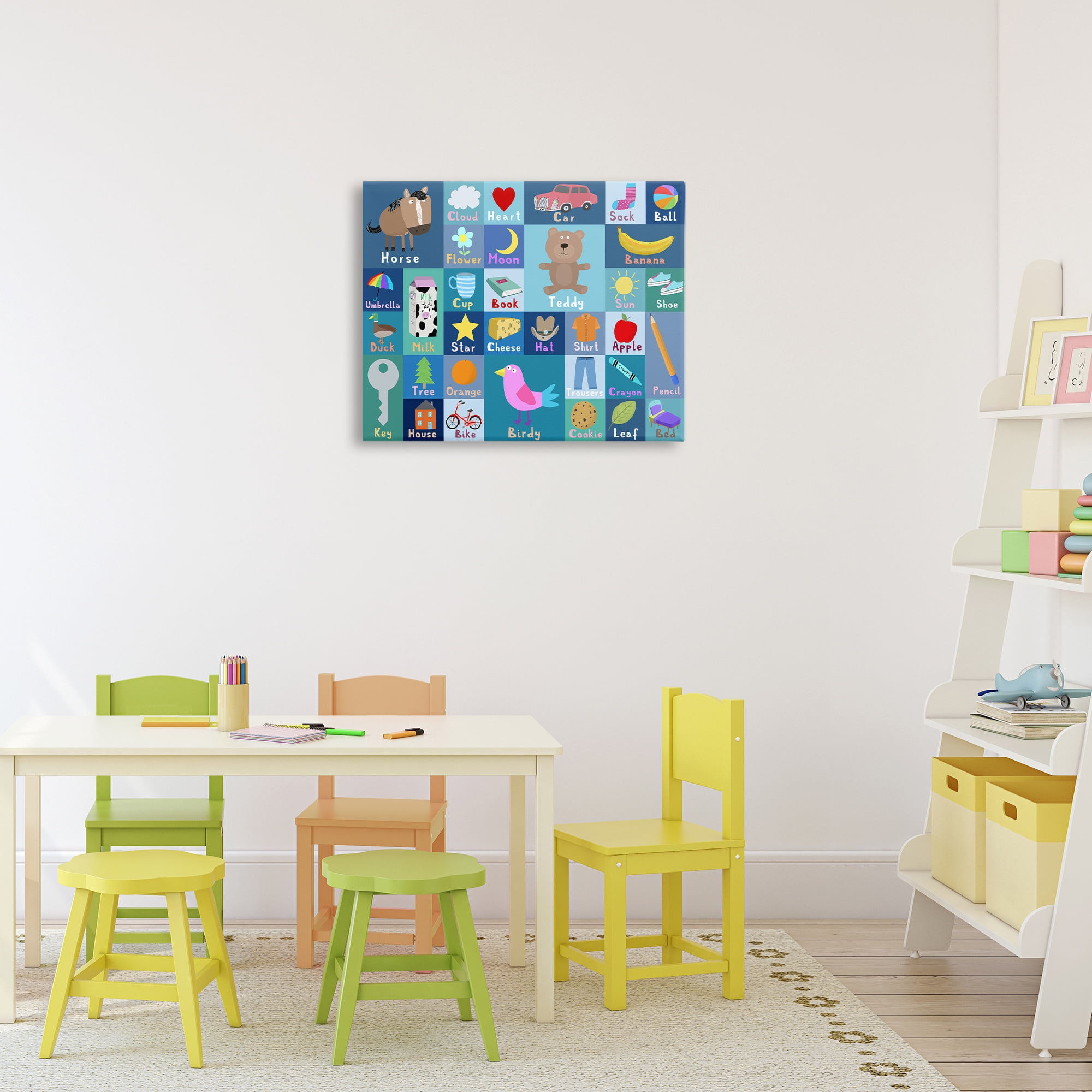 Stupell Industries Blue First Words Canvas Wall Art, design by Carla Daly
