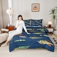 thumbnail image 5 of Manfei Cartoon Pike Fish Bedding Comforter Set for Child, Hunting and Fishing Twin Comforter Sets, Fishhook Reversible Bedding Set, Lightweight Room Decor, 2pcs, 5 of 9