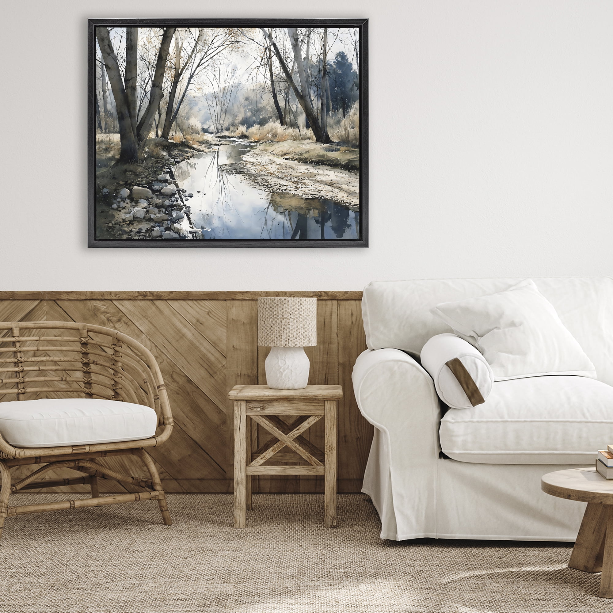 Stupell Industries Serene Reflections at Autumn Creek Black Framed Floater Canvas Wall Art, design by Franklyn Gregory