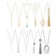 thumbnail image 1 of 12 piezas de collar largo con colgante para mujer, barra de oro, plumas, triángulo, hoja, cerradura, borla Y collar, conjunto de joyería para niñas JM JM, 1 of 5
