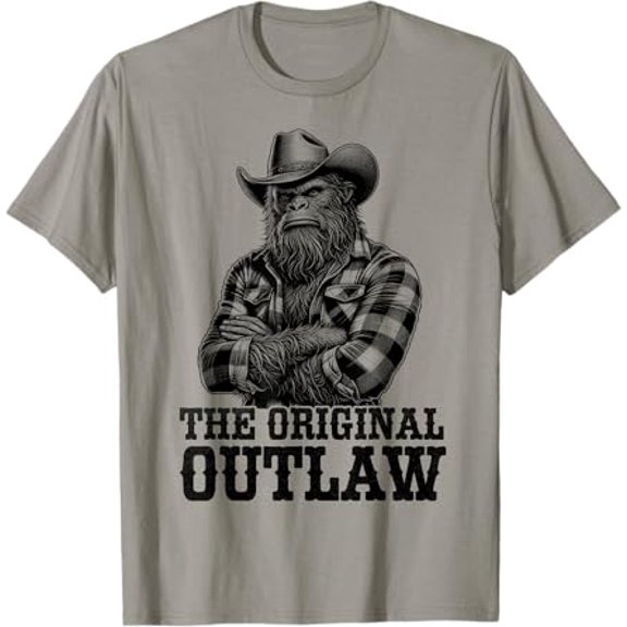 Bigfoot Sasquatch Funny Vintage Cowboy Cryptid Graphic Myth T-Shirt