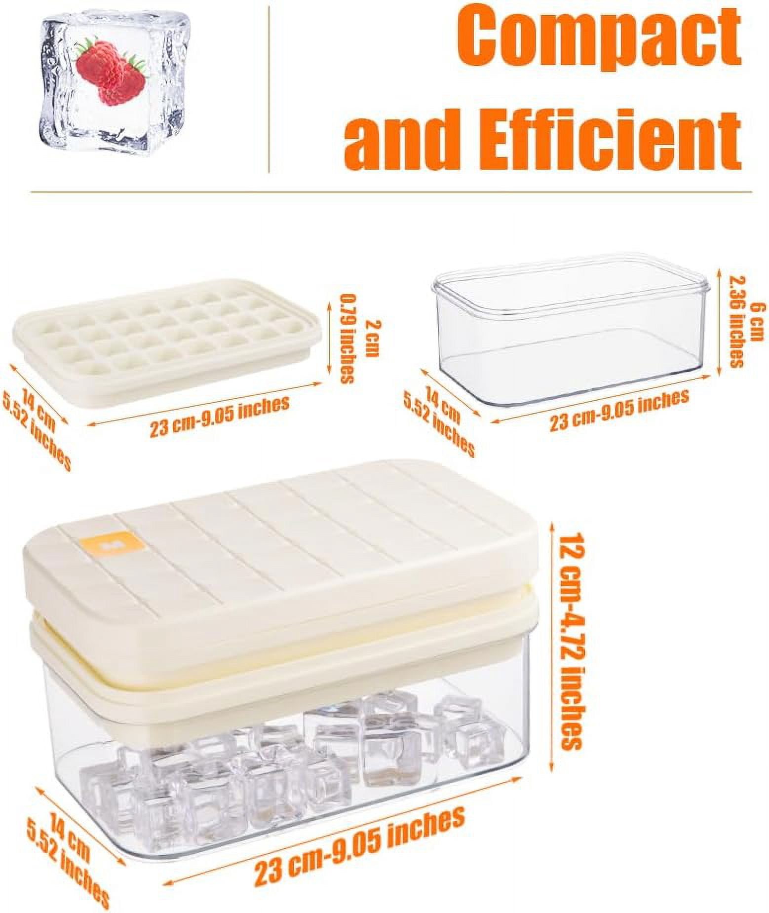 Brigii Ice Cube Tray with Lid&Bin, Ice Cube Mold with 56 Cubes, Stackable Ice Trays for Freezer with Easy-Release Silicone Bottom, for Drinks, Coffee, cocktail