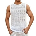 thumbnail image 2 of Tank Tops Men Summer Casual Loose Fit Lace Hollow out See through Crewneck Sleeveless Shirt Beach Tanks, 2 of 8