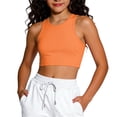 thumbnail image 2 of XINXIAOO Girls Orange Crop Tank Tops Breathable Workout Sleeveless Dance Yoga Athletic Casual Tight Kids 6-8 Years, 2 of 4