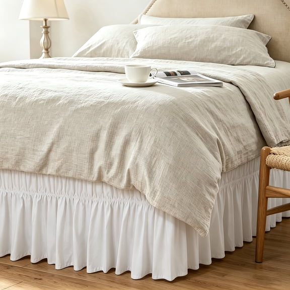 TWIN Wrap Around Dust Ruffle Bed Skirt - Fashionable & Long-lasting With Double Elastic Belts - Made For Various Size Beds With 15 Inch Drop