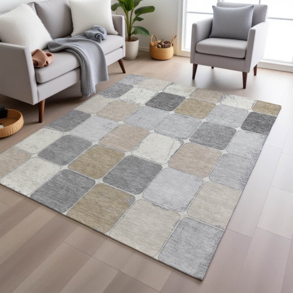 Addison Rugs Chantille Indoor/Outdoor Transitional Geometric Beige Machine Washable Rectangle Rug, 10' x 14'