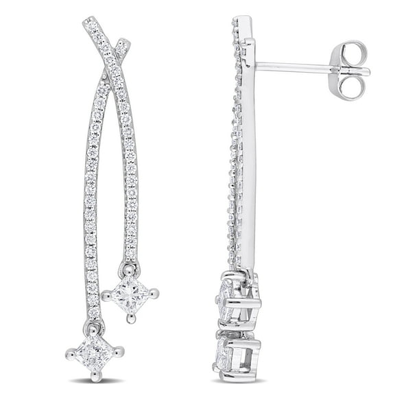 Created Forever Women's 1CT T.W. Lab-Created Diamond 14kt White Gold Crossover Drop Earrings