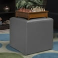 thumbnail image 2 of Regency Upholstered Soft Jean Plush Square Ottoman - Grey, 2 of 4