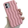 thumbnail image 1 of Funda para iPhone con diseño de ondas 3D y bordes rizados, de silicona suave, fina, a prueba de golpes (rosa, iPhone 14 Plus), 1 of 8