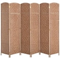 thumbnail image 2 of HOMCOM 6 Panel Folding Room Divider, 6Ft Tall Portable Wicker Weave Privacy Screen with 360° Hinge, Natural, 2 of 9