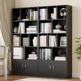 thumbnail image 4 of Cozy Castle 70" Tall Black Bookshelf with 12 Cubes and 2 Doors, 4-Tier Open Shelf Bookcase with Cabinet, Modern Cube Storage Organizer for Living Room, and Office, 4 of 9