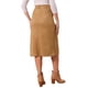 thumbnail image 3 of Falda Midi Casual de Ante Sintético para Mujer INSPIRE CHIC con Cintura Alta en A Color Marrón, 3 of 6