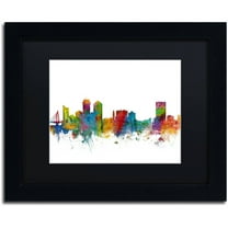 Trademark Fine Art 'Wichita Kansas Skyline' Canvas Art by Michael Tompsett, Black Matte, Black Frame