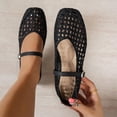 thumbnail image 3 of Gpaecead Women's Vintage Woven Mary Jane Flat Shoes Square Toe Breathable Mesh Slip On Adjustable Buckle Shoes For Summer, Black, 3 of 8