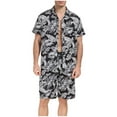 thumbnail image 3 of VBTAPA Men's Hawaiian Matching Set Summer Beach 2 Piece Outfits Short Sleeve Flower Shirts and Shorts Sets Navy XXXL, 3 of 7