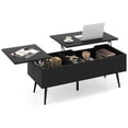 thumbnail image 1 of Gymax Lift Top Coffee Table w/ Split Top & 2 Hidden Compartments Tapered Metal Legs, 1 of 10