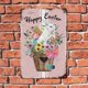 thumbnail image 4 of Letreros de metal vintage con diseño de conejo de Pascua, flores y huevos de Pascua, decoración para el hogar, letrero de hojalata de metal de 12 x 8 pulgadas, 4 of 7