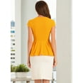thumbnail image 4 of DARING DIVA Women's Elegant Round Neck Solid Color Cap Sleeve Blouses S Yellow, 4 of 6