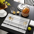 thumbnail image 3 of Gray Stripe Placemats Set of 4, Modern Abstract Art Black Striped Rustic Placemats for Dining Table, Place Mats for Kitchen Tabletop, Waterproof Wipeable Dining Table Mats Set, 3 of 9